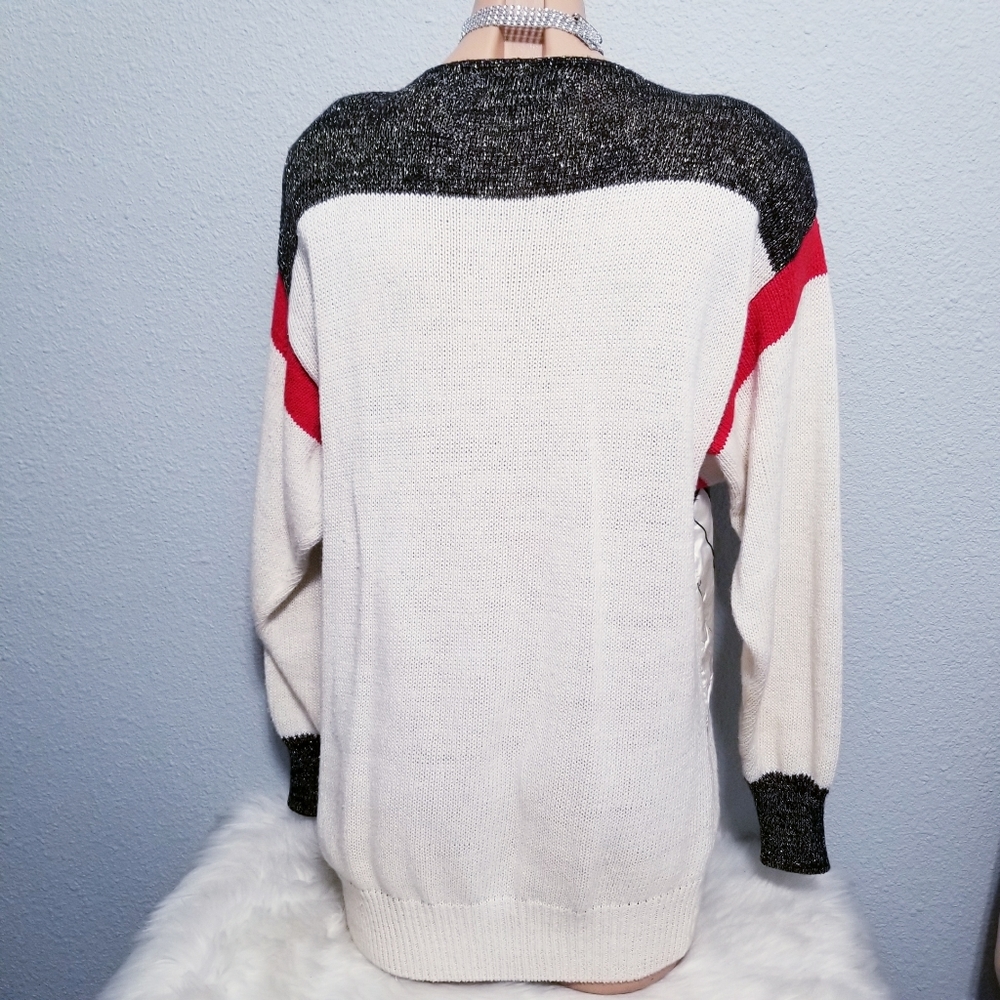 Vintage retro 80's glam JAZZ piano music party gold sweater SMALL - Picture 10 of 10
